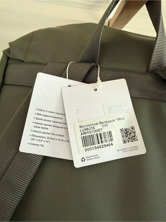 Lululemon Wunderlust Backpack Mini 14L Army Green Gunmetal NWT